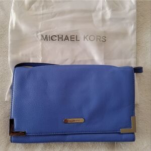 NWT MICHAEL Michael Kors Oxford Blue Beverly Oversized Clutch/Shoulder Bag